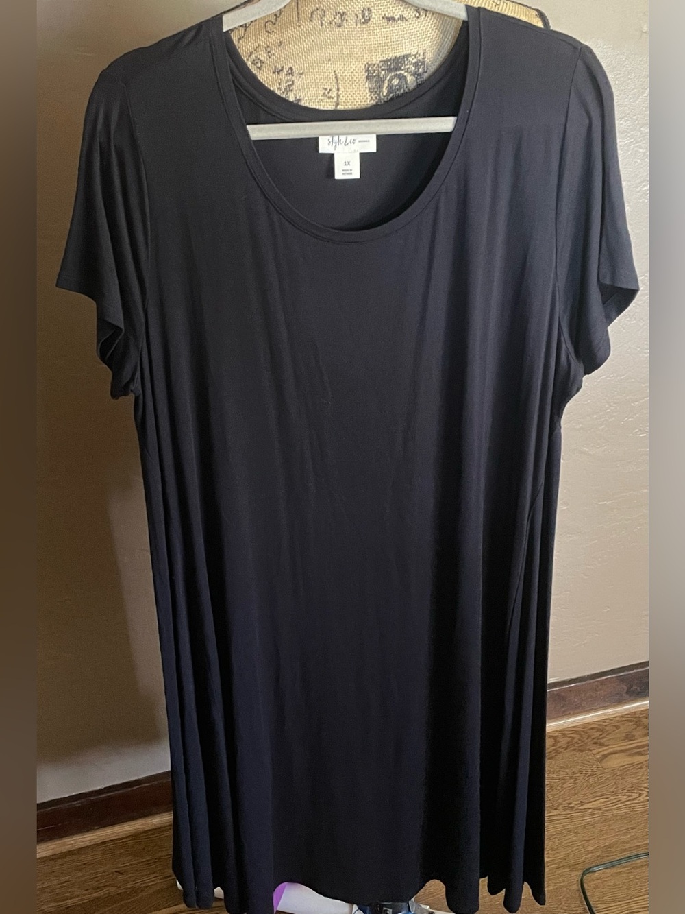 Style & Co. Black Scoop Neck flowy dress short sleeve lightweight 1X